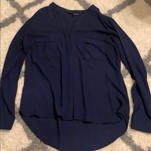 Small navy long sleeve blouse